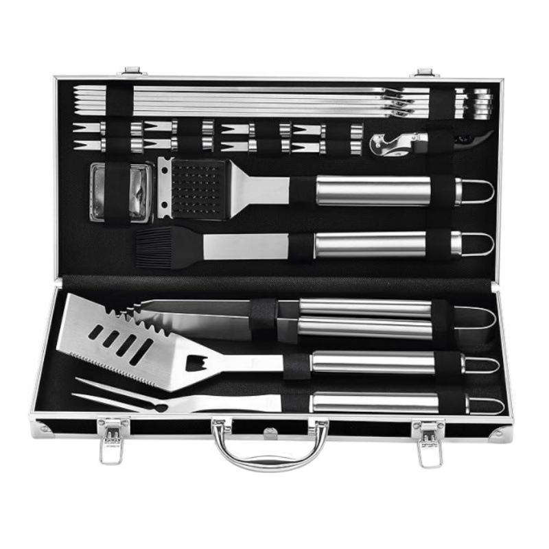 22-Piece Stainless Steel BBQ Tool Set with Aluminum Case | YinHao Houseware