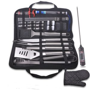 25-Piece Stainless Steel BBQ Tool Set with Thermometer | YinHao Houseware