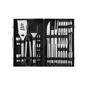 26-Piece Heavy-Duty Stainless Steel BBQ Tool Set with Aluminum Case | YinHao Houseware