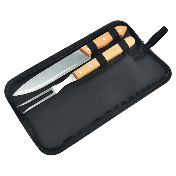 2-Piece Stainless Steel BBQ Tool Set with Wooden Handles, Carry Bag — product image 6