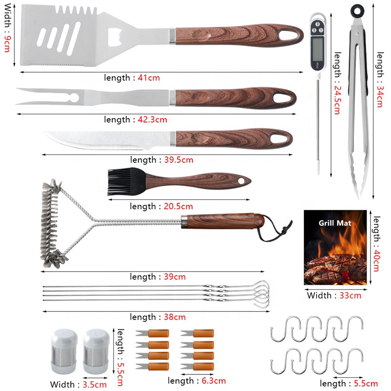 31-Piece Heavy-Duty Stainless Steel BBQ Tool Set with Carry Bag — product detail 2 | YinHao Houseware