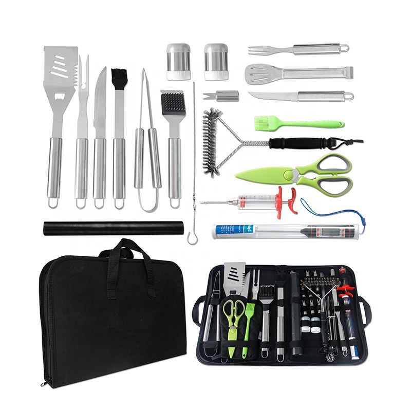 34-Piece 16 Inch Stainless Steel BBQ Tool Set with Thermometer | YinHao Houseware
