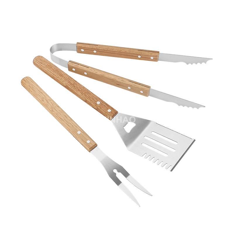 3-Piece Stainless Steel BBQ Tool Set with Wooden Handles — product detail 6 | YinHao Houseware