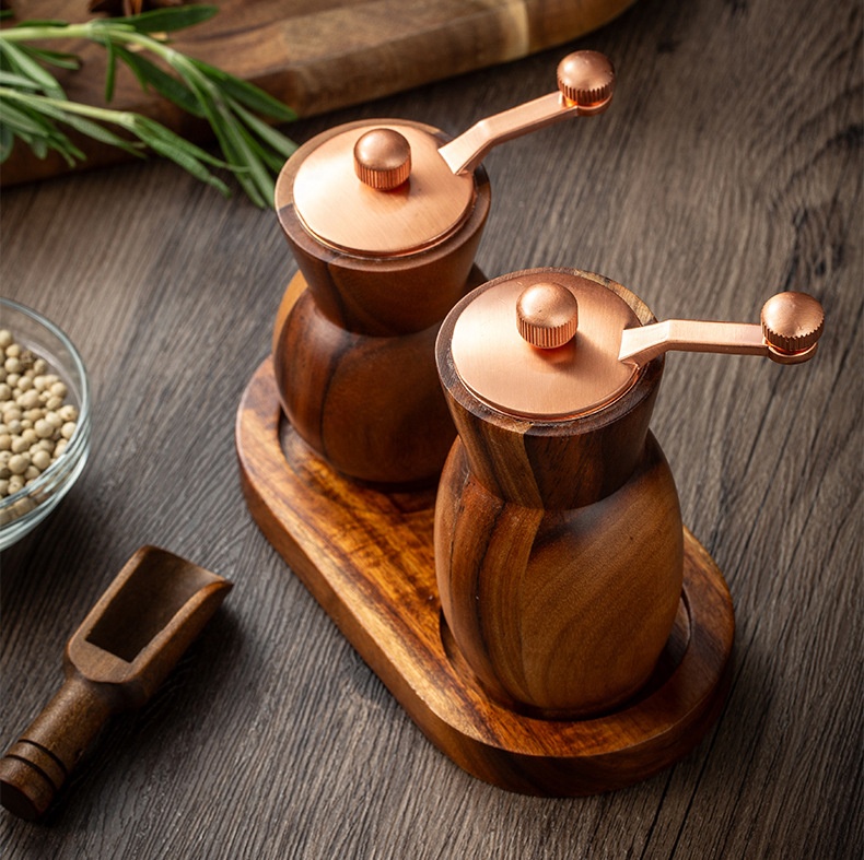 4 Inch Salt & Pepper Mill Set with Wooden Handles — product detail 6 | YinHao Houseware