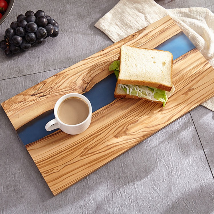 Green epoxy resin and acacia serving board