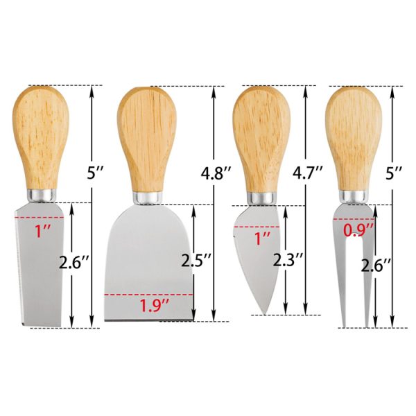 4-Piece Cheese Knife Set with Wooden Handles — product image 2