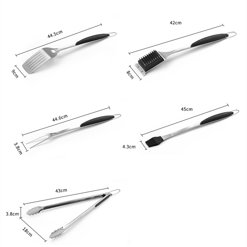 Heat-Resistant Stainless Steel BBQ Tool Set with Silicone Handles — product detail 2 | YinHao Houseware