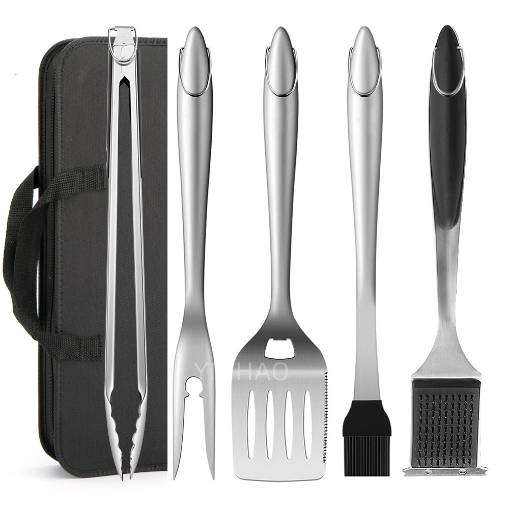 Heat-Resistant Stainless Steel BBQ Tool Set with Silicone Handles | YinHao Houseware