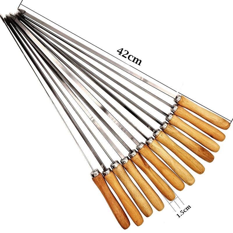 6-Piece 16.5 Inch BBQ Skewers with Wooden Handles, Carry Bag — product detail 3 | YinHao Houseware