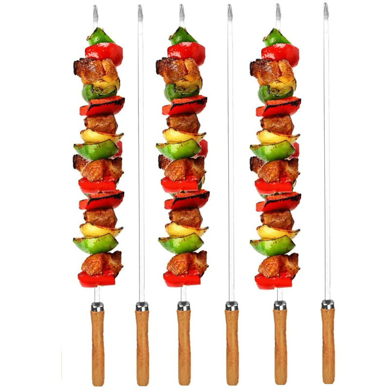 6-Piece 16.5 Inch BBQ Skewers with Wooden Handles, Carry Bag — product detail 6 | YinHao Houseware