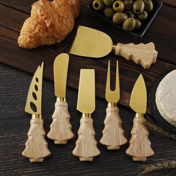 6-Piece Cheese Board & Knife Set with Wooden Handles — product image 2