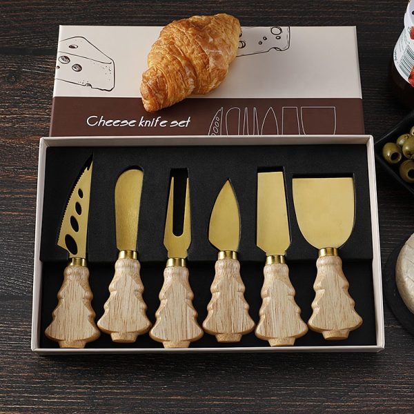 6-Piece Cheese Board & Knife Set with Wooden Handles — product image 6