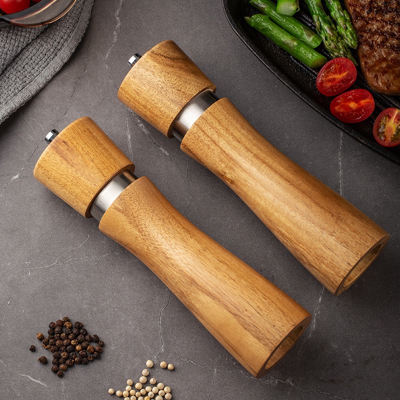 8 Inch Premium Salt & Pepper Mill with Wooden Handles — product detail 2 | YinHao Houseware
