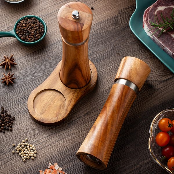 8 Inch Premium Salt & Pepper Mill with Wooden Handles — product image 4