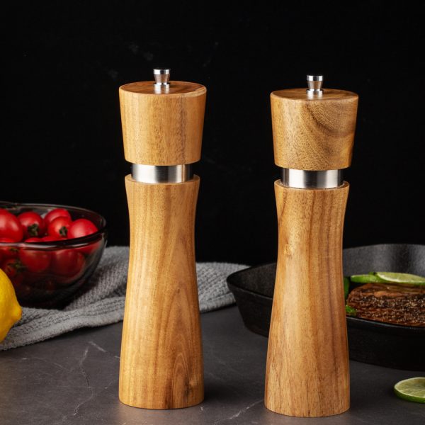 8 Inch Premium Salt & Pepper Mill with Wooden Handles — product image 6