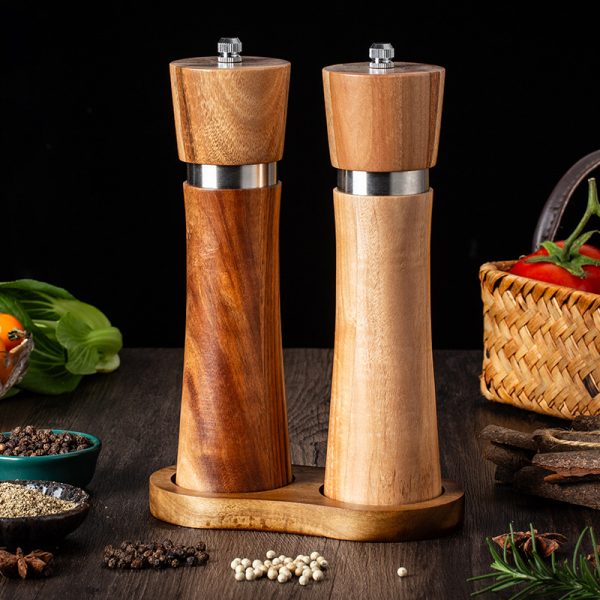 8 Inch Premium Salt & Pepper Mill with Wooden Handles — product image 1