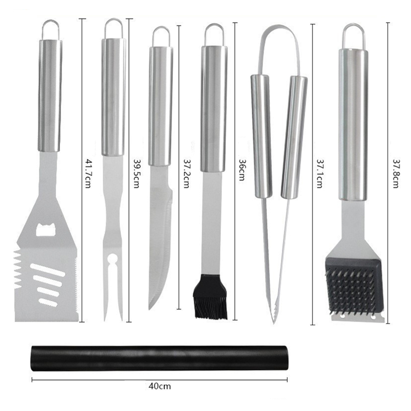 34-Piece Stainless Steel BBQ Tool Set with Thermometer, Grill Mats — product detail 2 | YinHao Houseware
