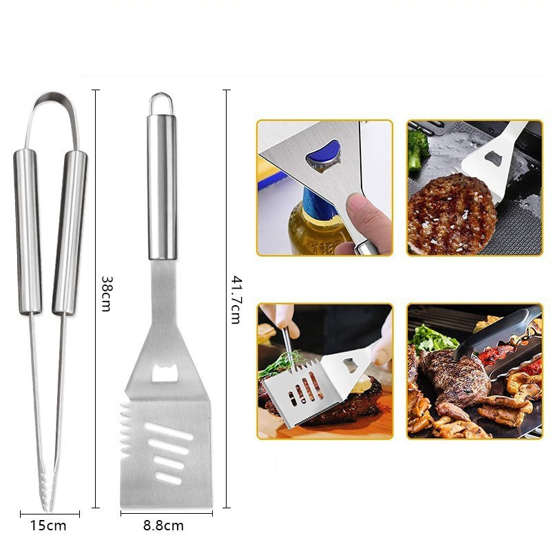 34-Piece Stainless Steel BBQ Tool Set with Thermometer, Grill Mats — product detail 3 | YinHao Houseware