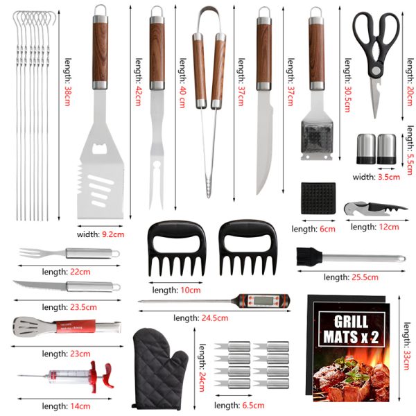 38-Piece Stainless Steel BBQ Tool Set with Aluminum Case — product image 2
