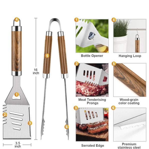 38-Piece Stainless Steel BBQ Tool Set with Aluminum Case — product image 3
