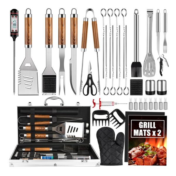 38-Piece Stainless Steel BBQ Tool Set with Aluminum Case — product image 1