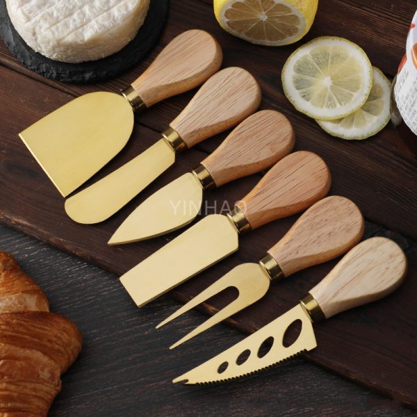 6-Piece Cheese Board & Knife Set with Rubber Wood Handles — product image 5