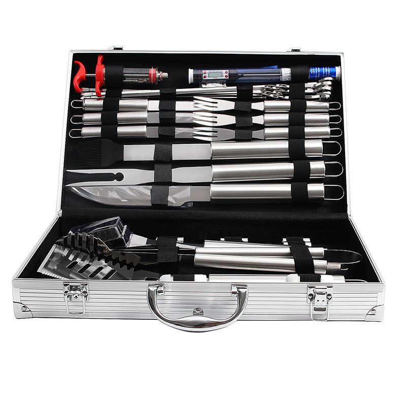 32-Piece Stainless Steel BBQ Tool Set with Meat Injector, Thermometer — product detail 2 | YinHao Houseware