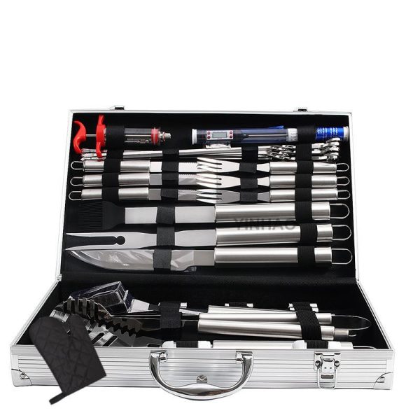 32-Piece Stainless Steel BBQ Tool Set with Meat Injector, Thermometer — product image 4