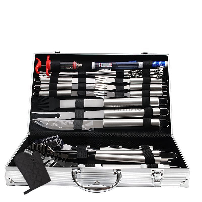 32-Piece Stainless Steel BBQ Tool Set with Meat Injector, Thermometer — product detail 4 | YinHao Houseware