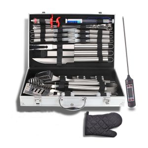 32-Piece Stainless Steel BBQ Tool Set with Meat Injector, Thermometer | YinHao Houseware