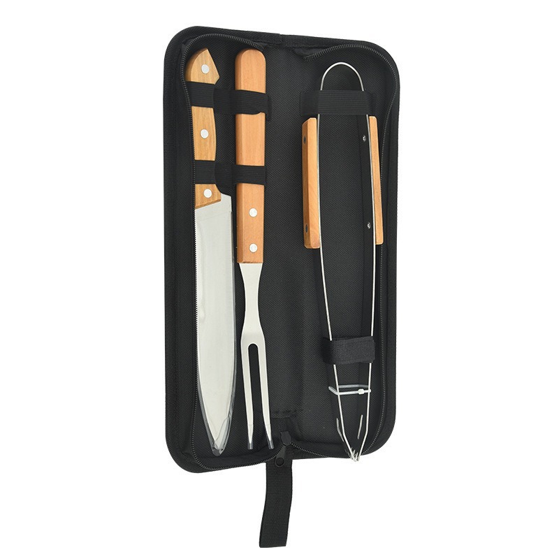4-Piece Professional Stainless Steel BBQ Tool Set with Wooden Handles — product detail 5 | YinHao Houseware