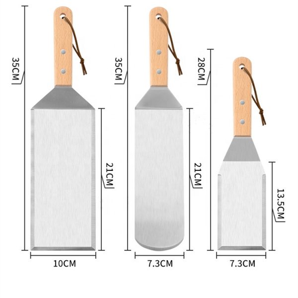3-Piece BBQ Spatulas with Wooden Handles — product image 2