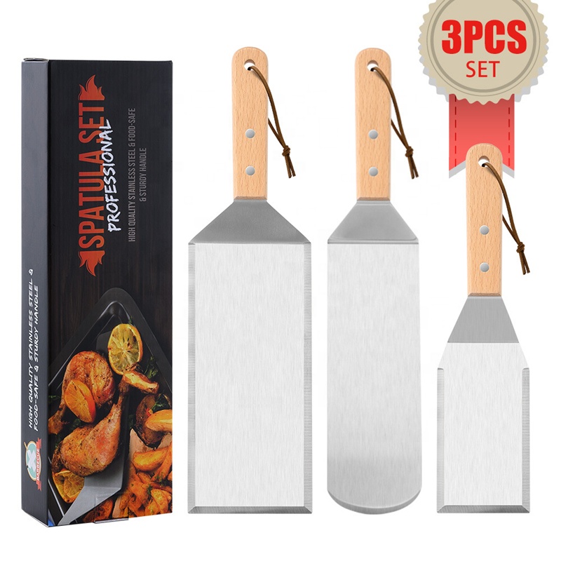 3-Piece BBQ Spatulas with Wooden Handles | YinHao Houseware