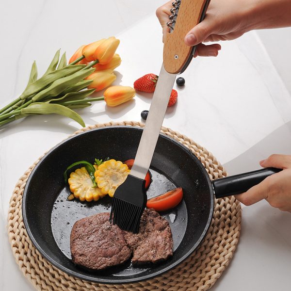 Stainless Steel BBQ Tool Set with Wooden Handles, 5-in-1 Multi-Tool — product image 3