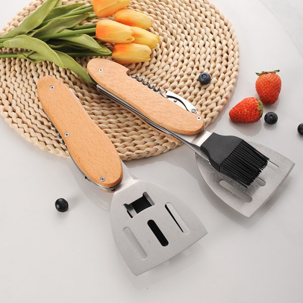 Stainless Steel BBQ Tool Set with Wooden Handles, 5-in-1 Multi-Tool — product image 5