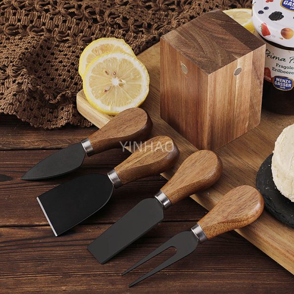 4-Piece Cheese Knife Set with Acacia Wood Handles — product image 3