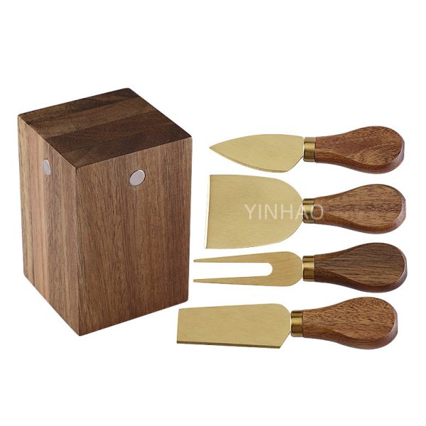 4-Piece Cheese Knife Set with Acacia Wood Handles — product image 4