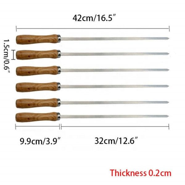 16.5 Inch BBQ Skewers with Wooden Handles — product image 2