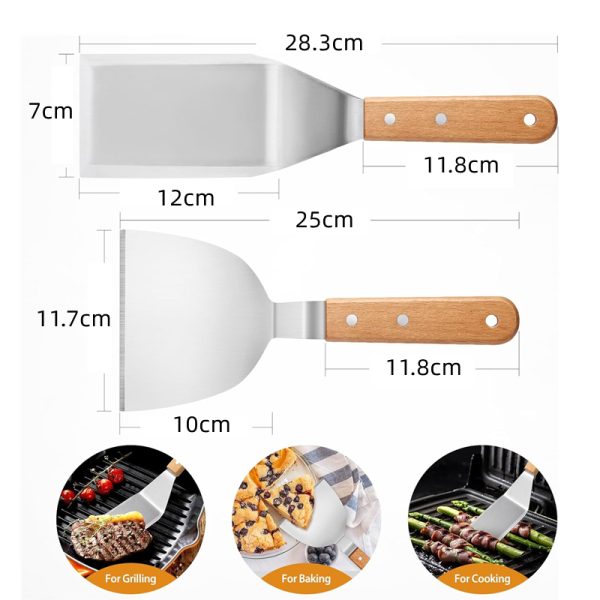 Griddle Tools with Wooden Handles with Flat Blade — product image 3