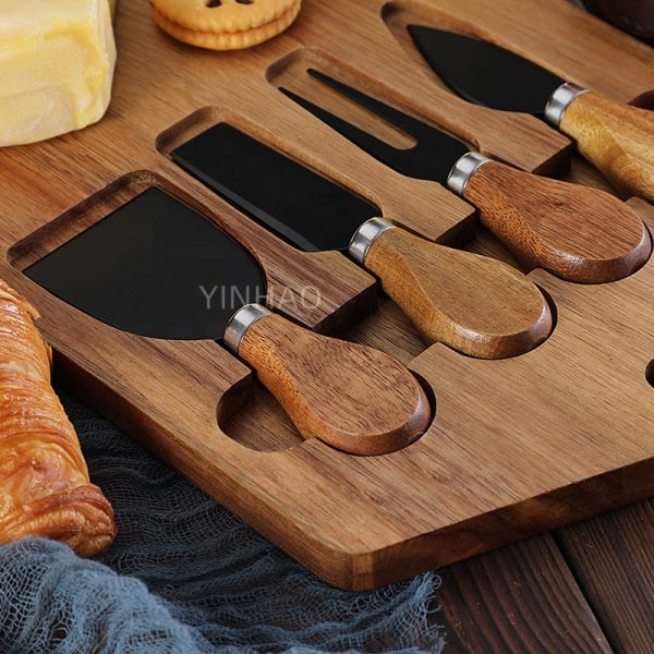 4-Piece Cheese Board & Knife Set with Acacia Wood Handles — product image 2
