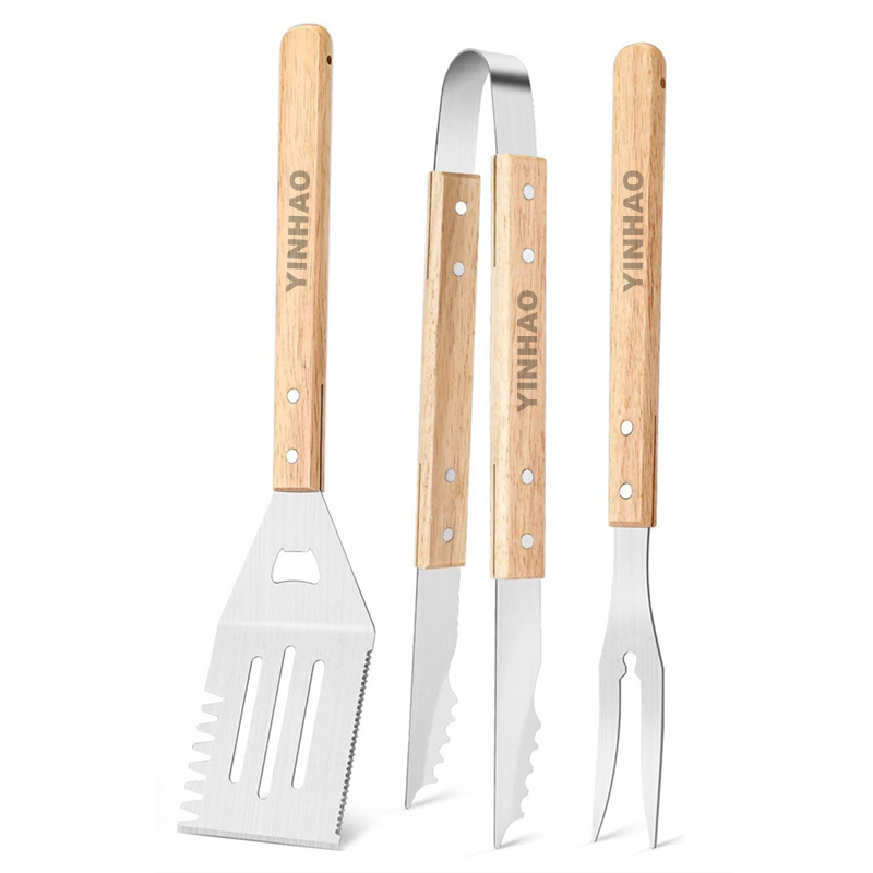 3-Piece Stainless Steel BBQ Tool Set with Wooden Handles, Carry Bag — product detail 6 | YinHao Houseware