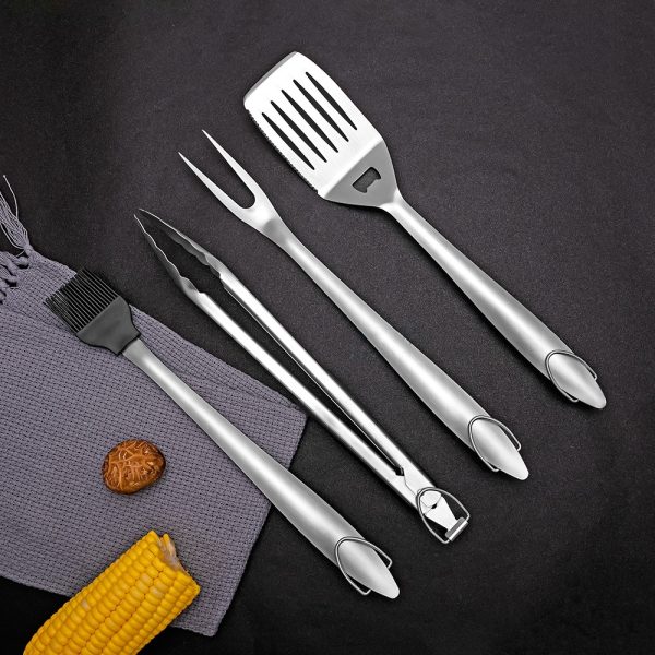 4-Piece 14 Inch Heavy-Duty Stainless Steel BBQ Tool Set for Camping — product image 6