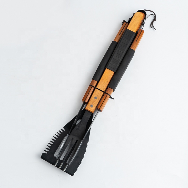 3-Piece Heavy-Duty Stainless Steel BBQ Tool Set with Wooden Handles — product detail 6 | YinHao Houseware