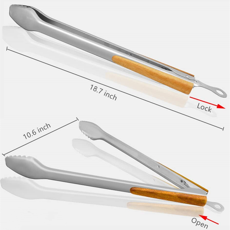 19 Inch BBQ Tongs with Wooden Handles — product detail 2 | YinHao Houseware