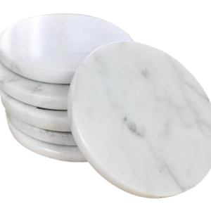 Hotel Coasters White Marble Heat Resistant Washable.png