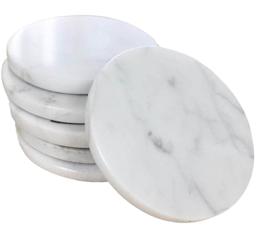 Hotel Coasters White Marble Heat Resistant Washable.png