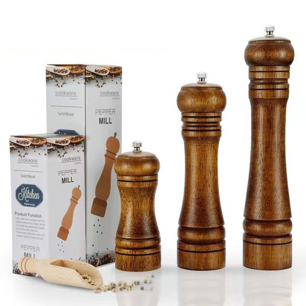 8 Inch Salt & Pepper Mill Set with Wooden Handles — product image 6
