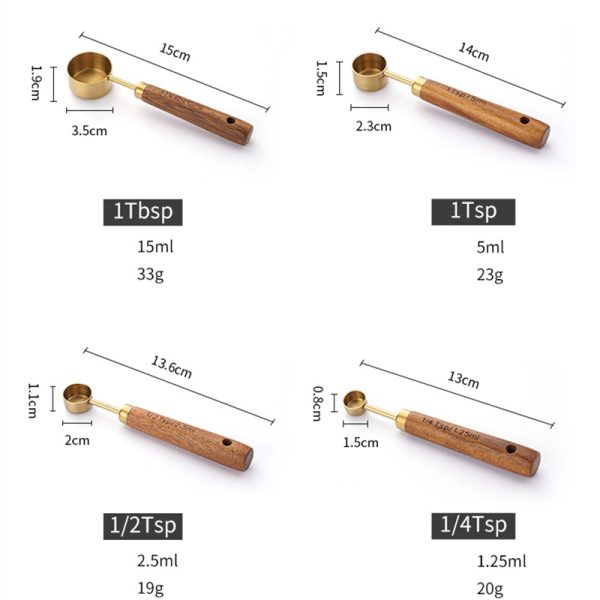 4-Piece Measuring Spoon Set with Wooden Handles — product image 3