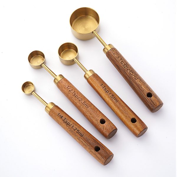 4-Piece Measuring Spoon Set with Wooden Handles — product image 1