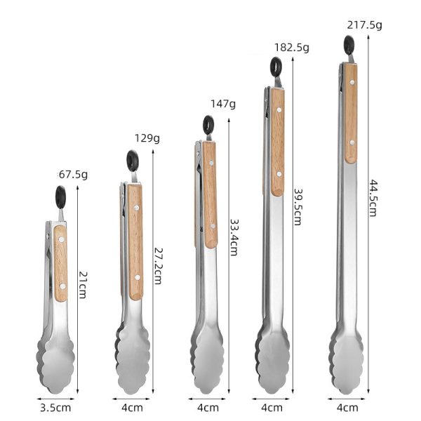 Heat-Resistant BBQ Tongs with Wooden Handles — product image 2